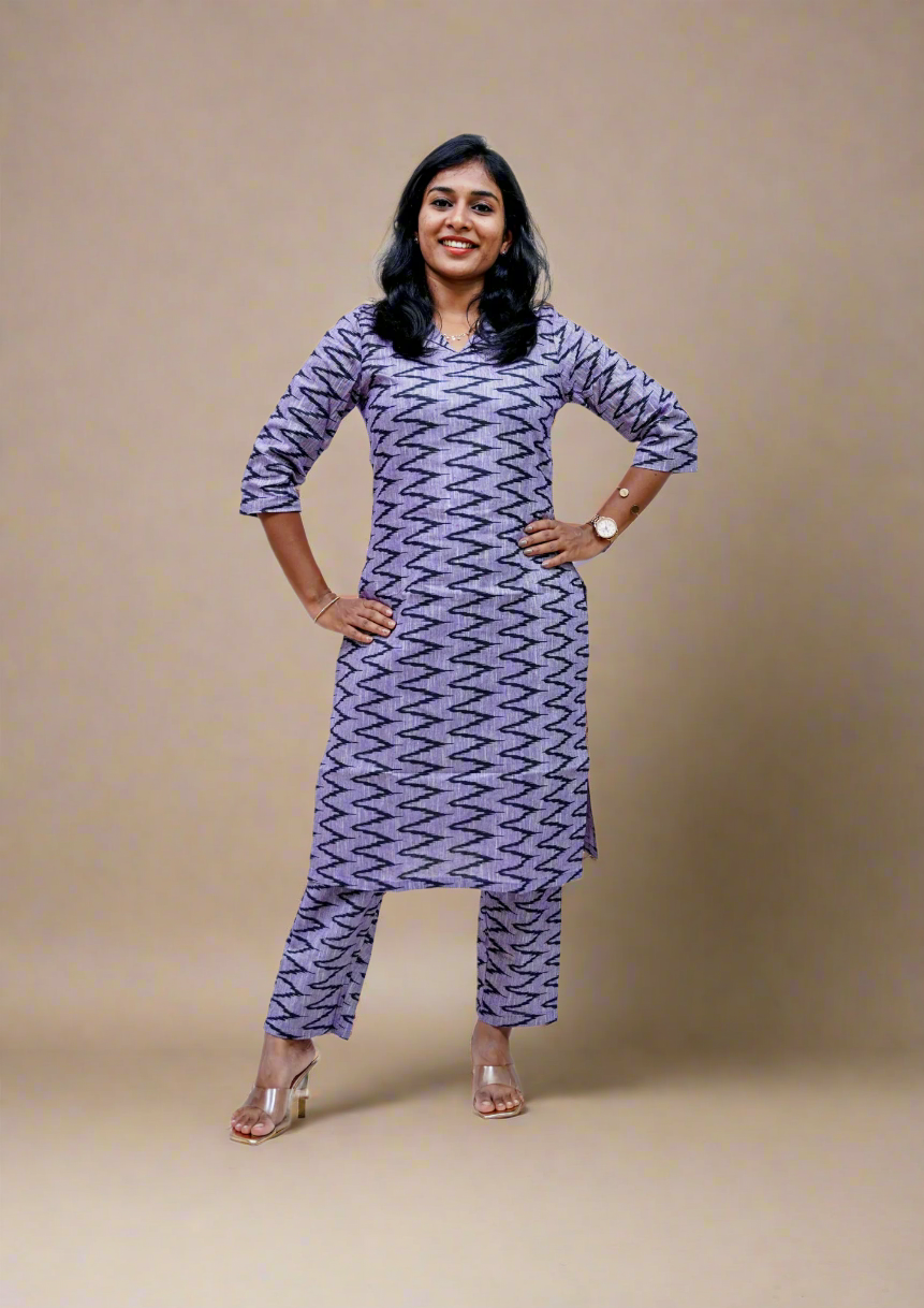Iris Purple Handloom Cotton Co-ord Sets