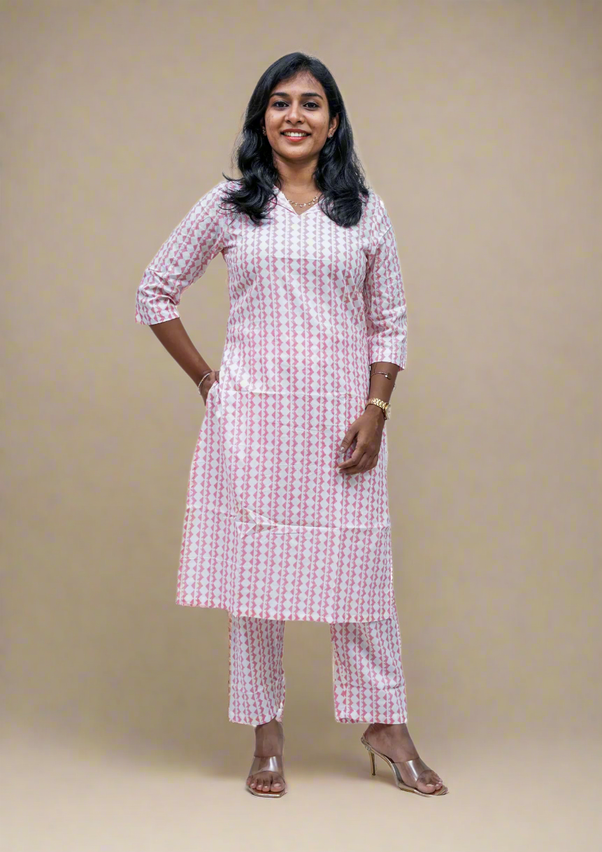 Peach Pink Jaipur Cotton Co-ord Sets