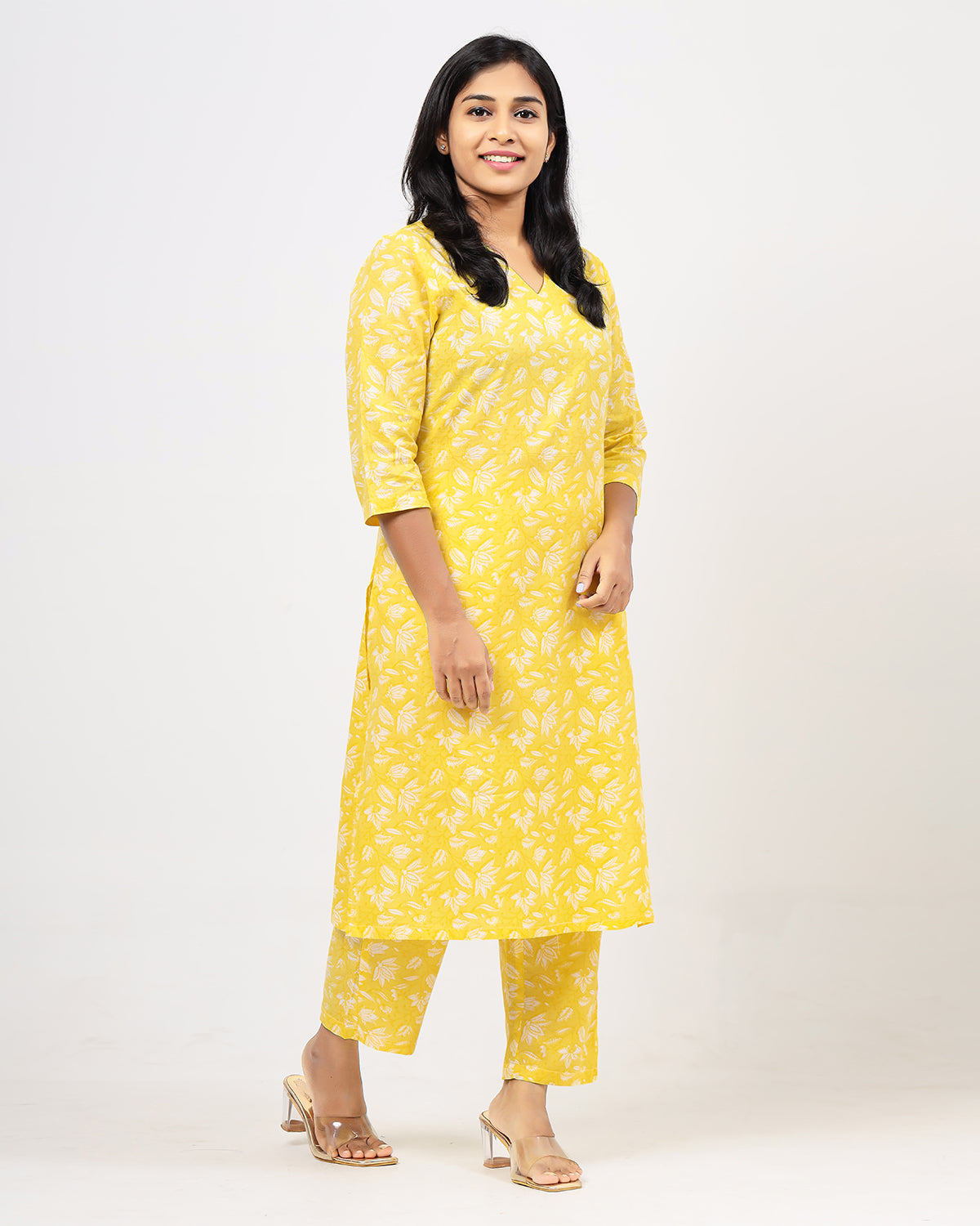 Illuminating Yellow Jaipur Cotton Co-ord Set