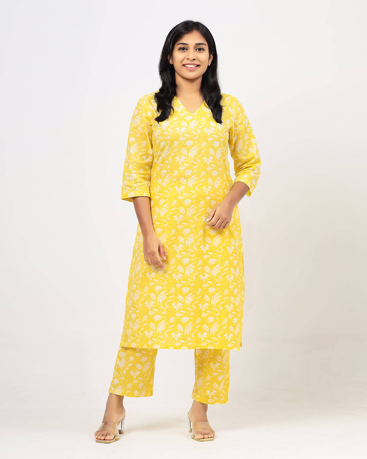 Illuminating Yellow Jaipur Cotton Co-ord Set