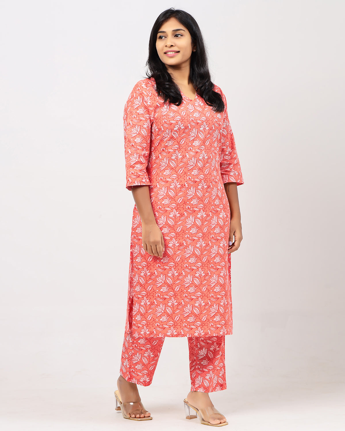 Cantaloupe Orange Jaipur Cotton Co-ord Set