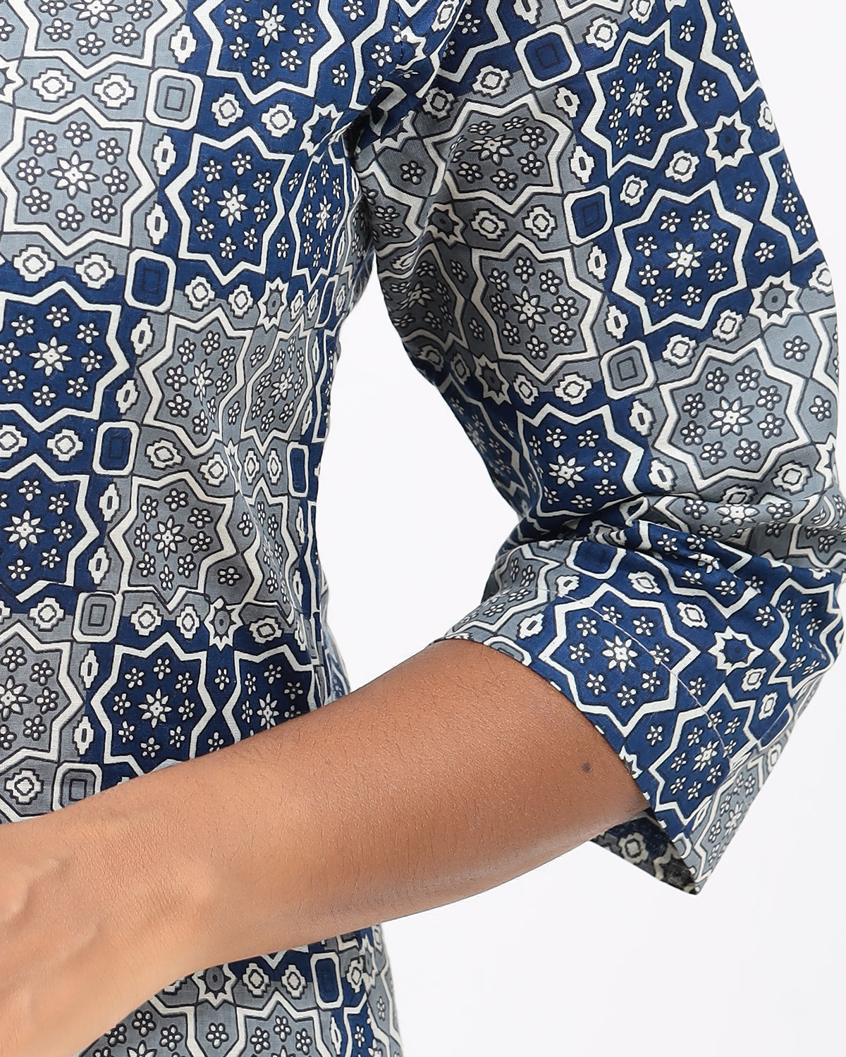 Gray and Blue Ajrakh Jaipur Cotton Co-ord Set