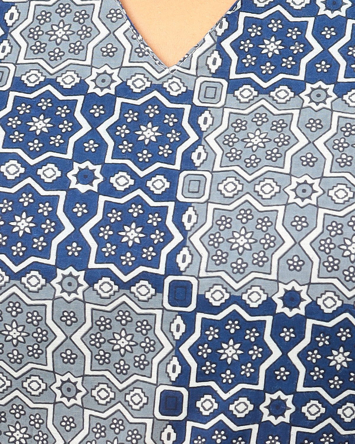 Gray and Blue Ajrakh Jaipur Cotton Co-ord Set