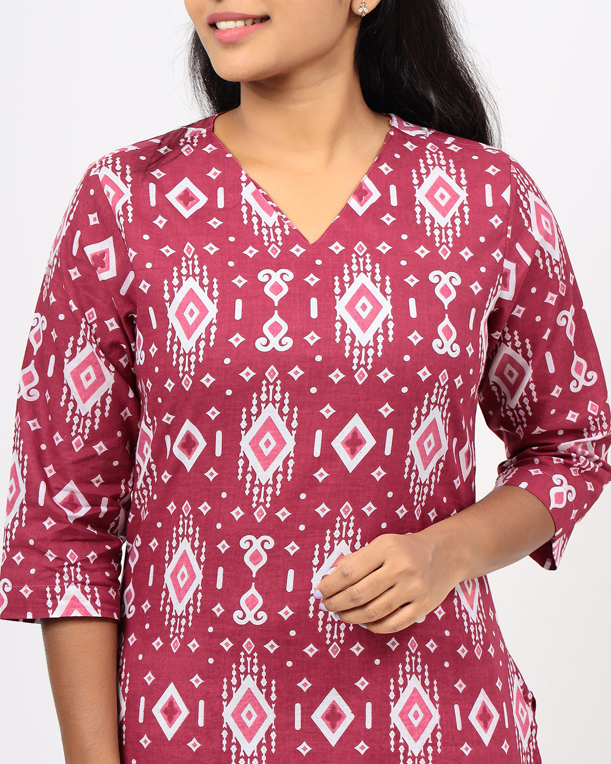 Berry Red Ikkat Jaipur Cotton Co-ord Sets