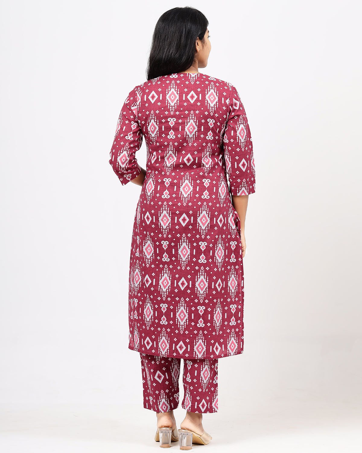 Berry Red Ikkat Jaipur Cotton Co-ord Sets