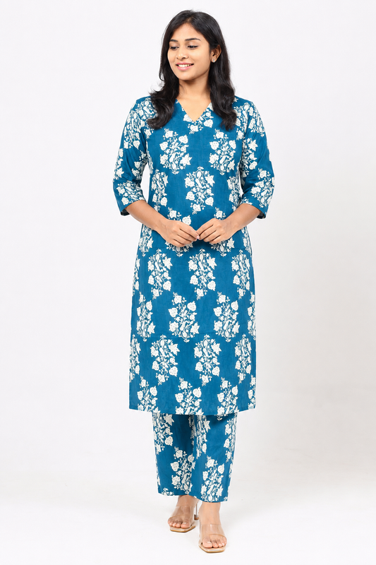 Teal Blue Cotton Co-ord Set