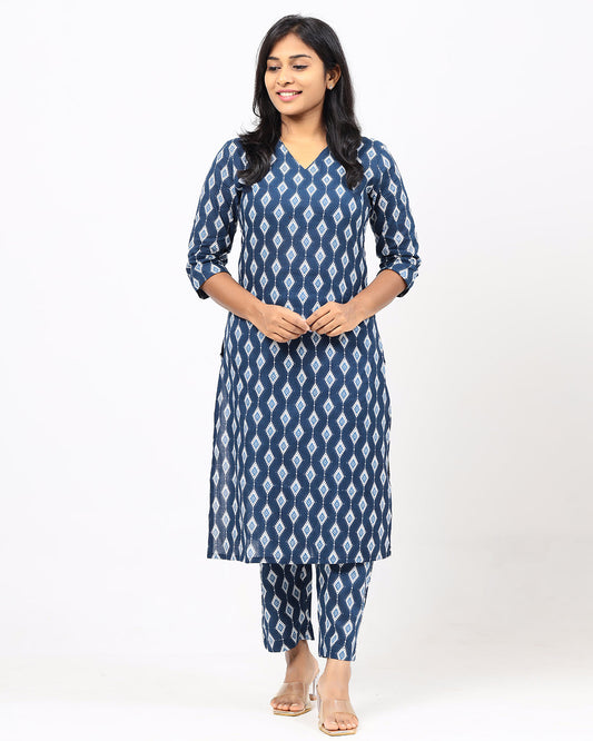 Navy Blue Cotton Co-ord Set