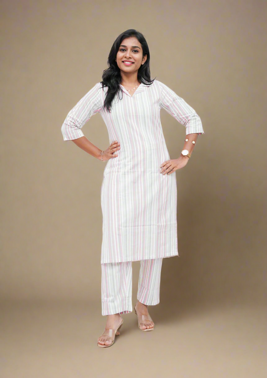 Taffy Pink Handloom Cotton Co-ord Sets