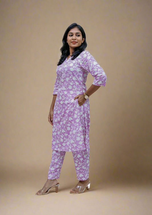 Wisteria Lavender Jaipur Cotton Co-ord Sets