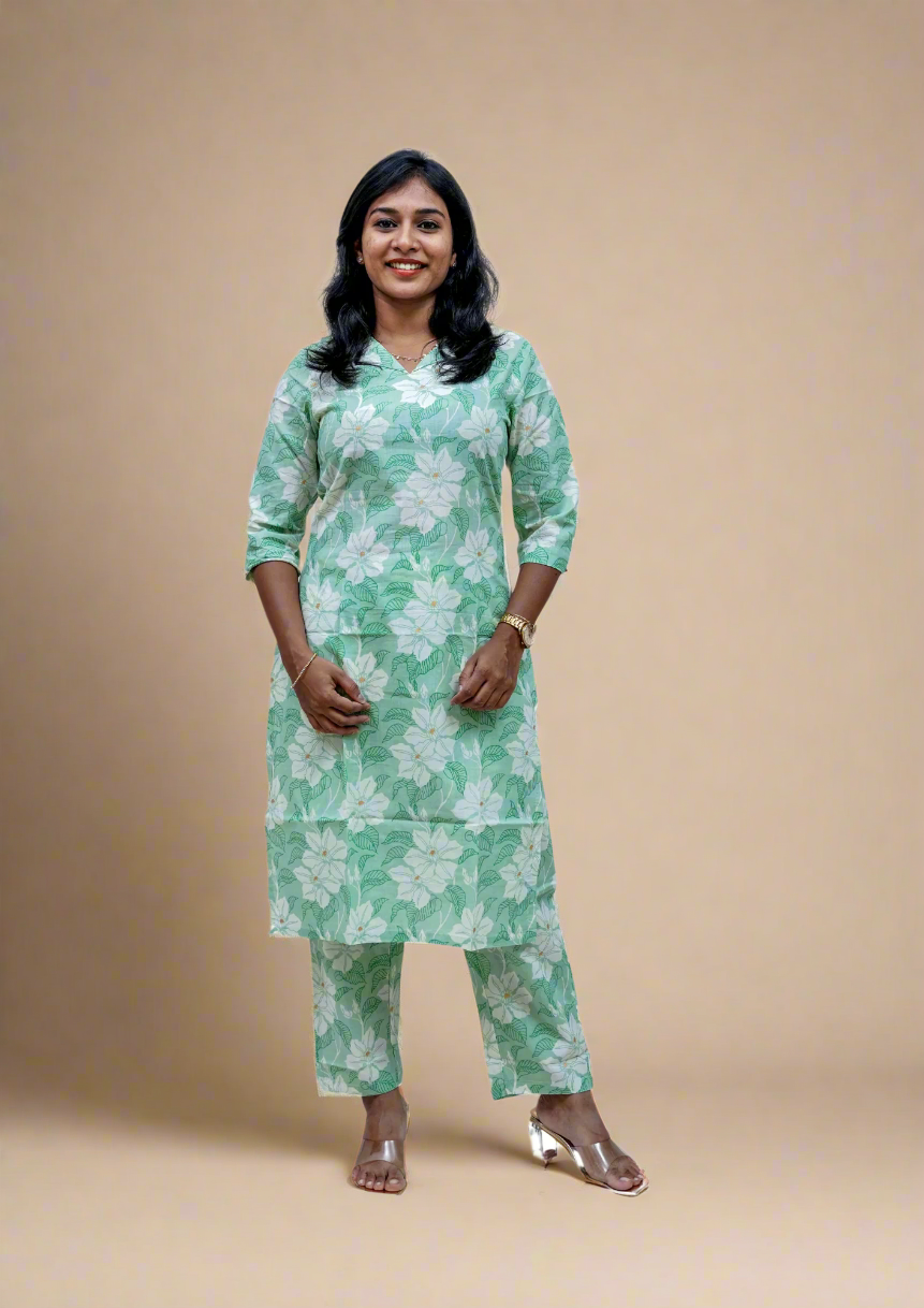 Tea Green Soft Cotton Co-ord Sets