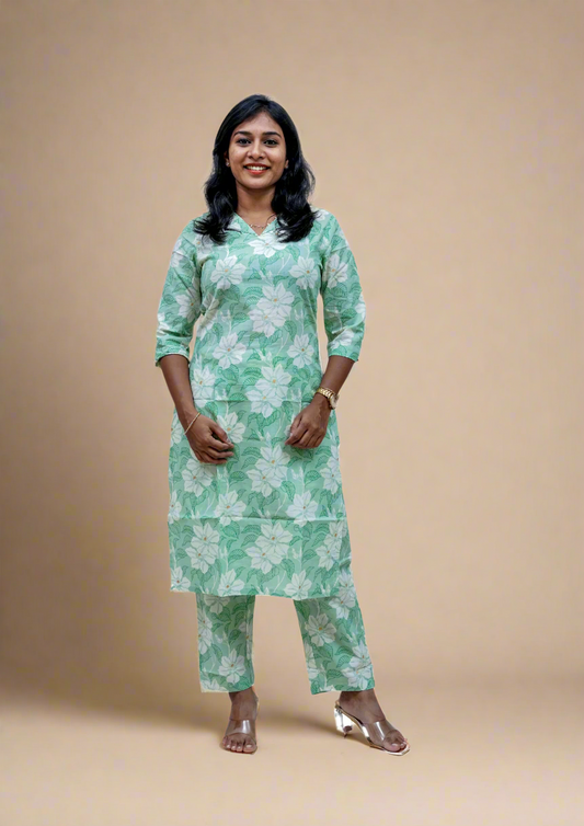 Tea Green Soft Cotton Co-ord Sets