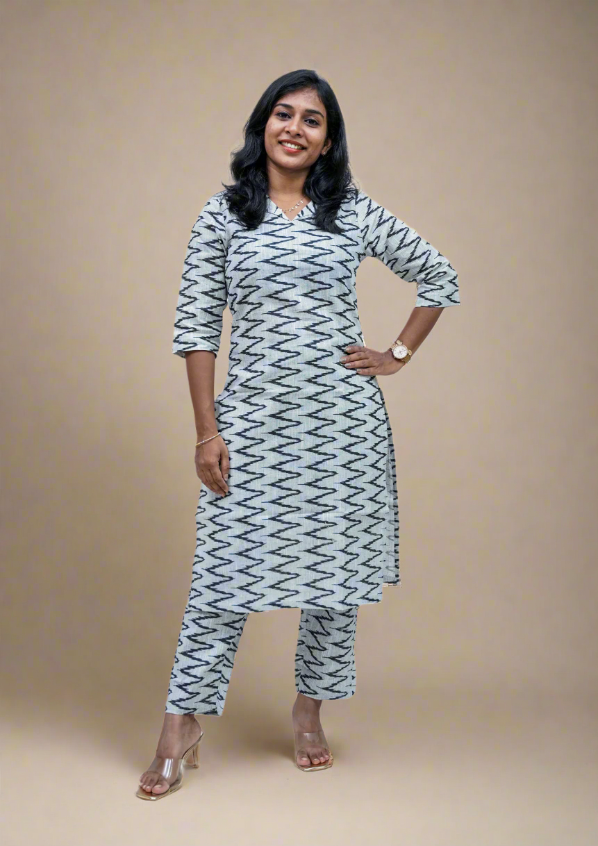 Pearl Gray Handloom Cotton Co-ord Sets