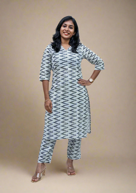 Pearl Gray Handloom Cotton Co-ord Sets
