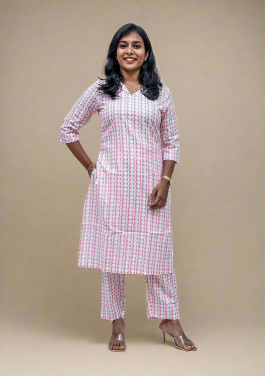 Peach Pink Jaipur Cotton Co-ord Sets