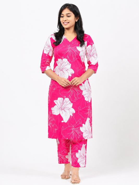 Pink Cotton Co-ord Set