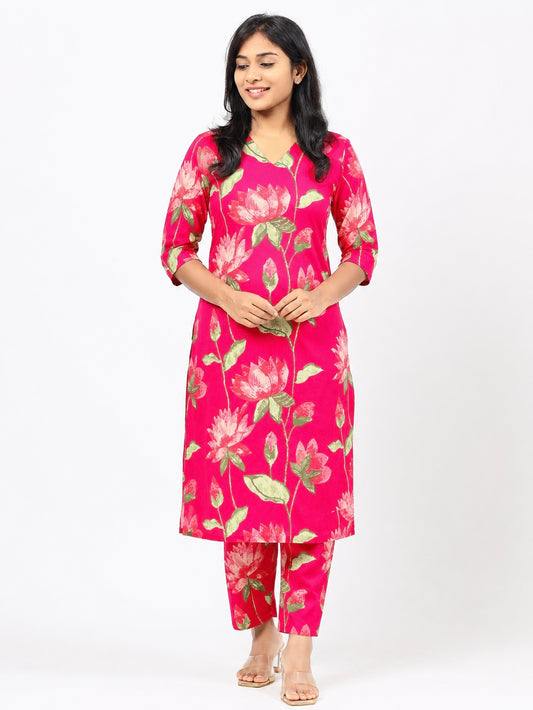 Hot Pink Cotton Co-ord Set