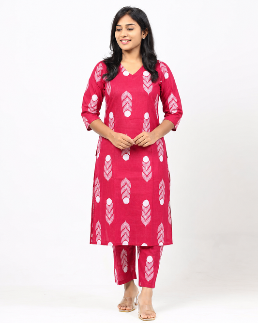 Red Cotton Co-ord Set