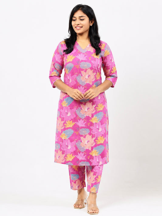 Pink Cotton Co-ord Set