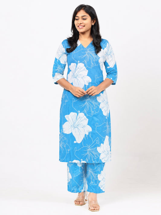 Blue Cotton Co-ord Set