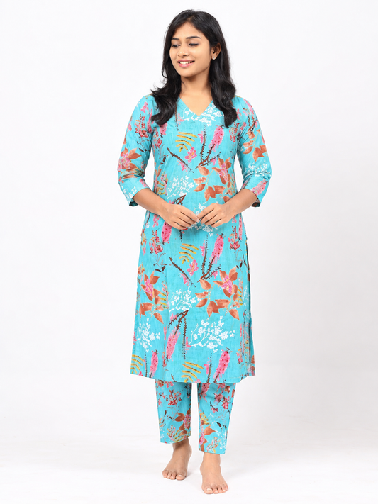 Blue Cotton Co-ord Set
