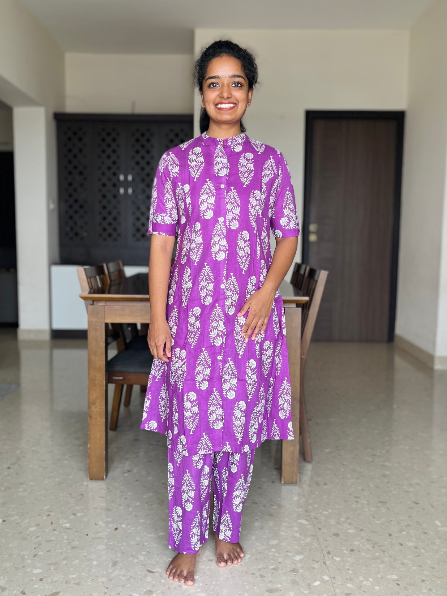 Purple Cotton Co-ord Sets