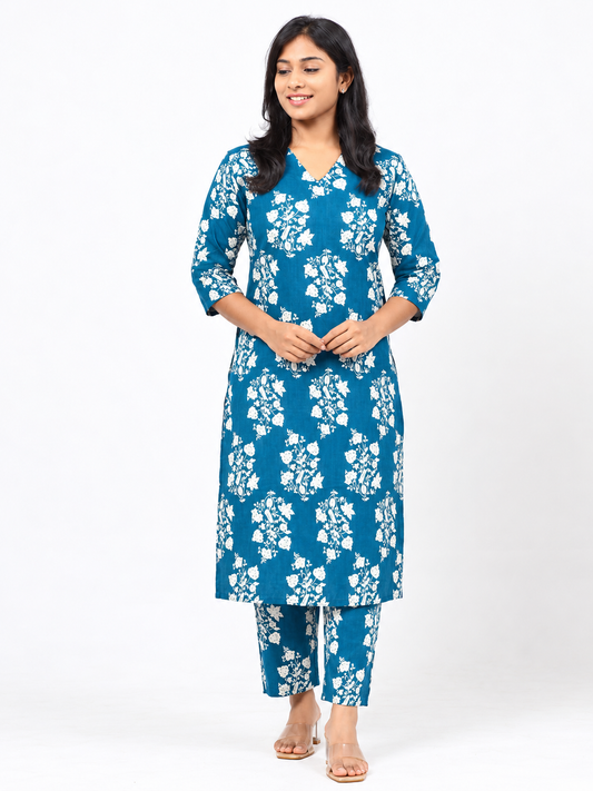 Teal Blue Cotton Co-ord Set
