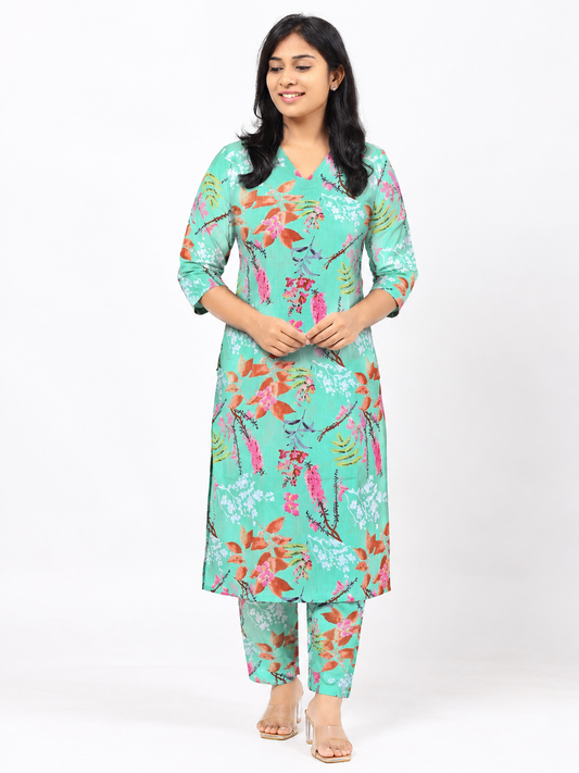 Green Cotton Co-ord Set