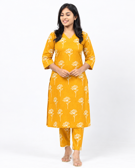 Yellow Cotton Co-ord Set