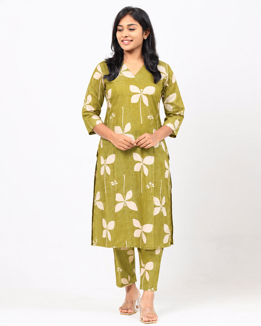 Mehandi Green Cotton Co-ord Set