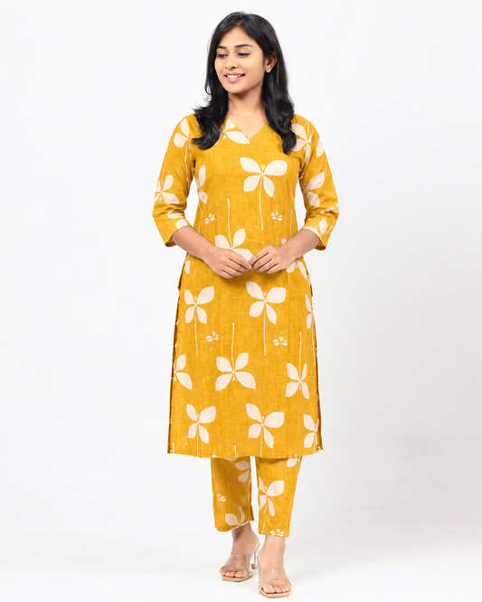Yellow Cotton Co-ord Set