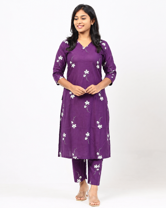 Violet Cotton Co-ord Set