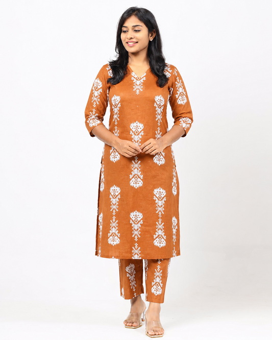 Brown Cotton Co-ord Set