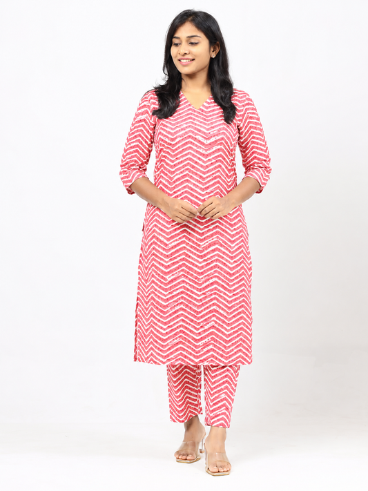 Red Cotton Co-ord Set