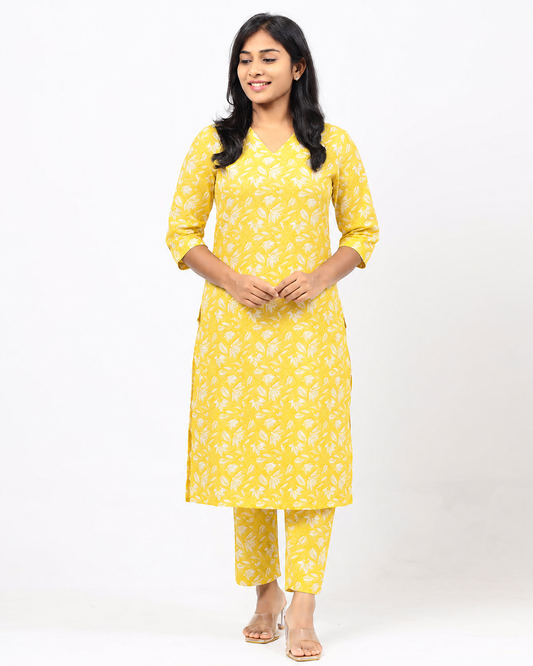 Yellow Cotton Co-ord Set