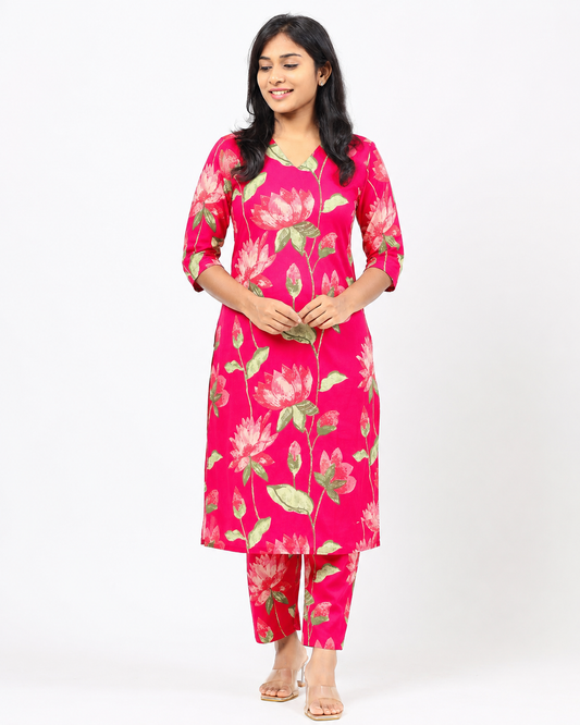 Hot Pink Cotton Co-ord Set