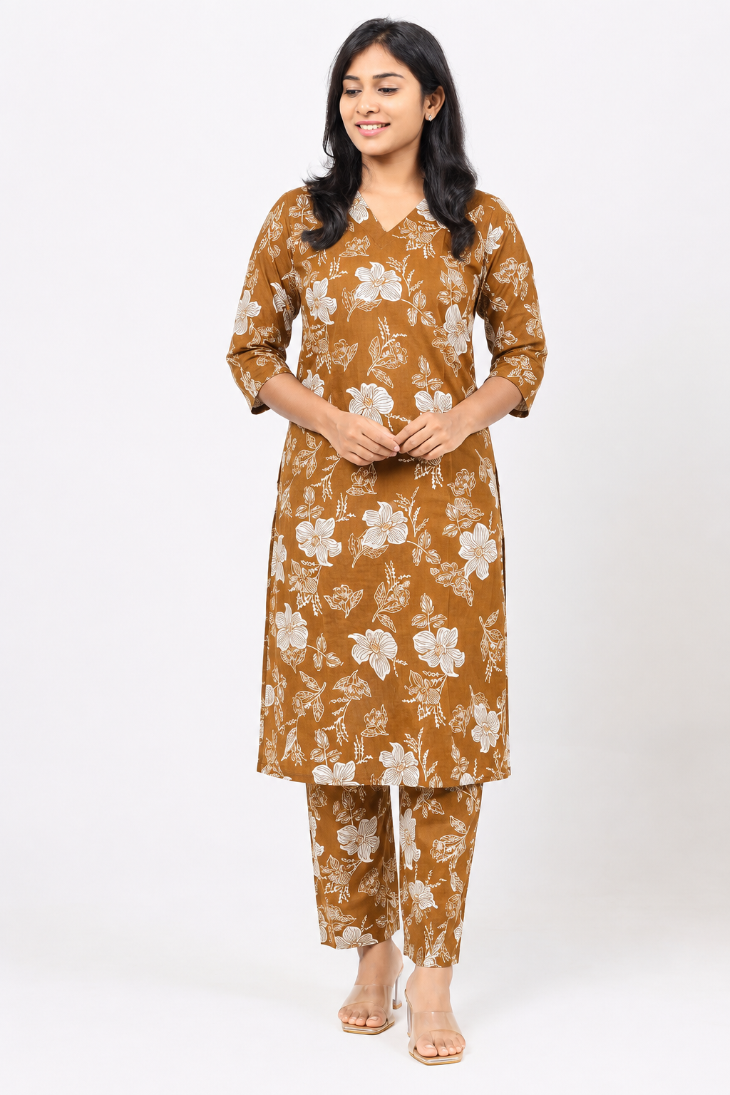 Brown Cotton Co-ord Set