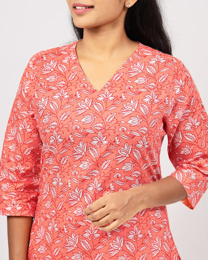 Cantaloupe Orange Jaipur Cotton Co-ord Set