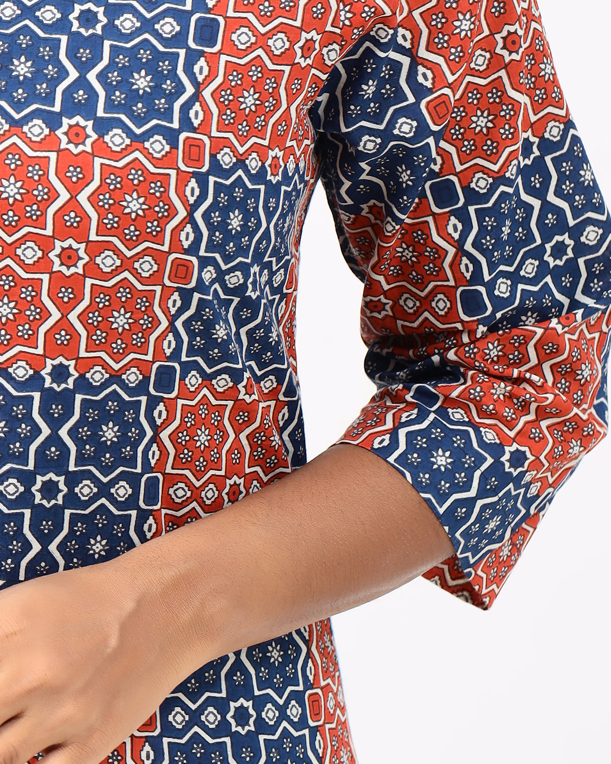 Red and Blue Ajrakh Jaipur Cotton Co-ord Set