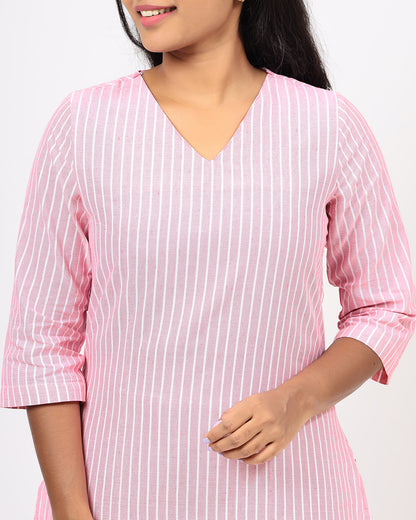 Blush Pink Handloom Cotton Co-ord Set