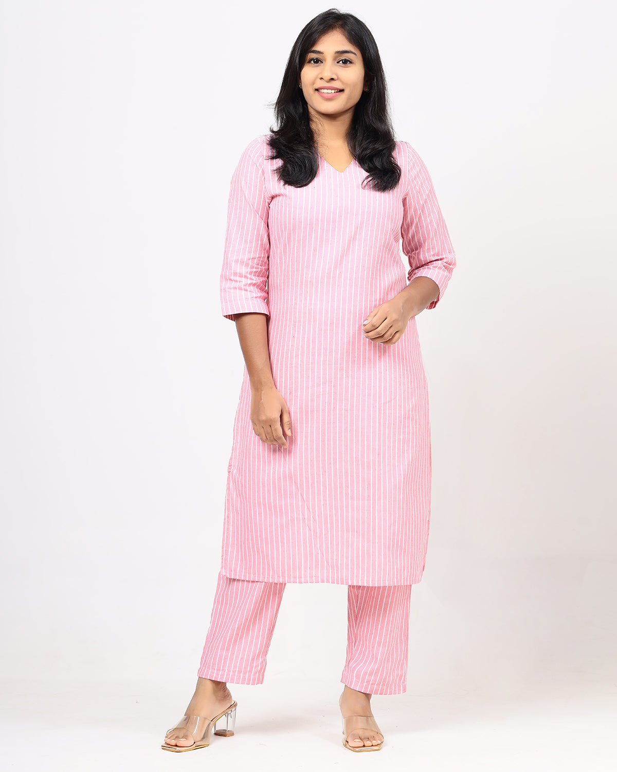 Blush Pink Handloom Cotton Co-ord Set