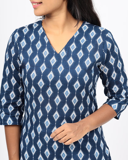 Space Blue Diamond Jaipur Cotton Co-ord Sets