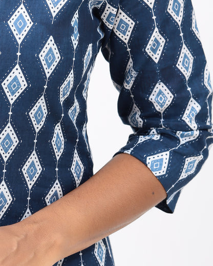 Space Blue Diamond Jaipur Cotton Co-ord Sets