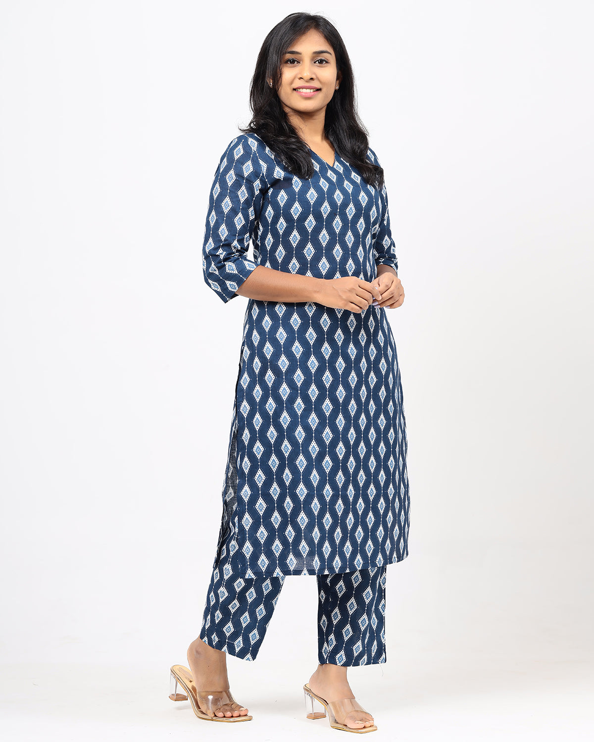 Space Blue Diamond Jaipur Cotton Co-ord Sets