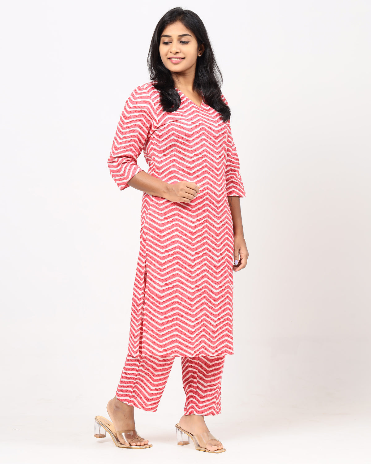 Ruby Red Leheriya Jaipur Cotton Co-ord Set