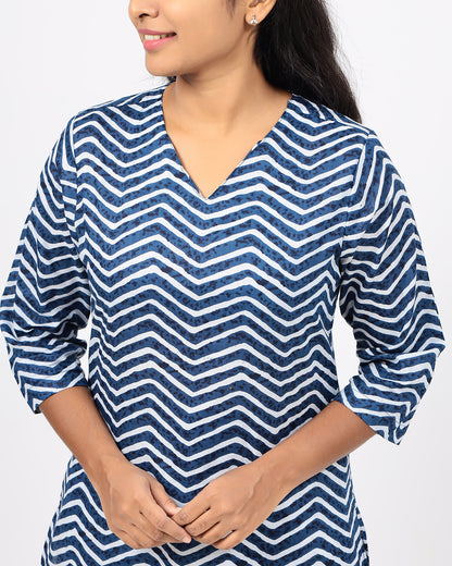 English Blue Leheriya Jaipur Cotton Co-ord Set