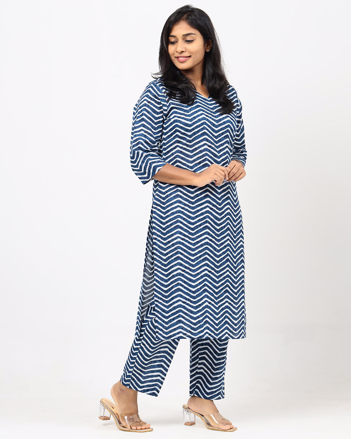 English Blue Leheriya Jaipur Cotton Co-ord Set