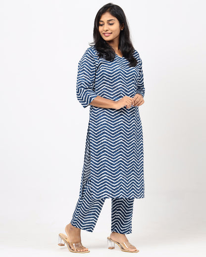English Blue Leheriya Jaipur Cotton Co-ord Set